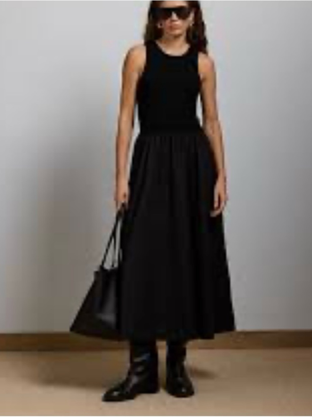 aerie Black Sleeveless Midi Dress